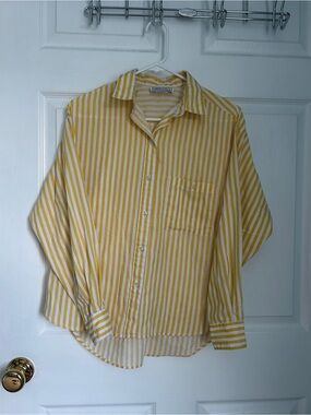 Oak Hill Creek Yellow & White Stripe Button-Down Shirt
